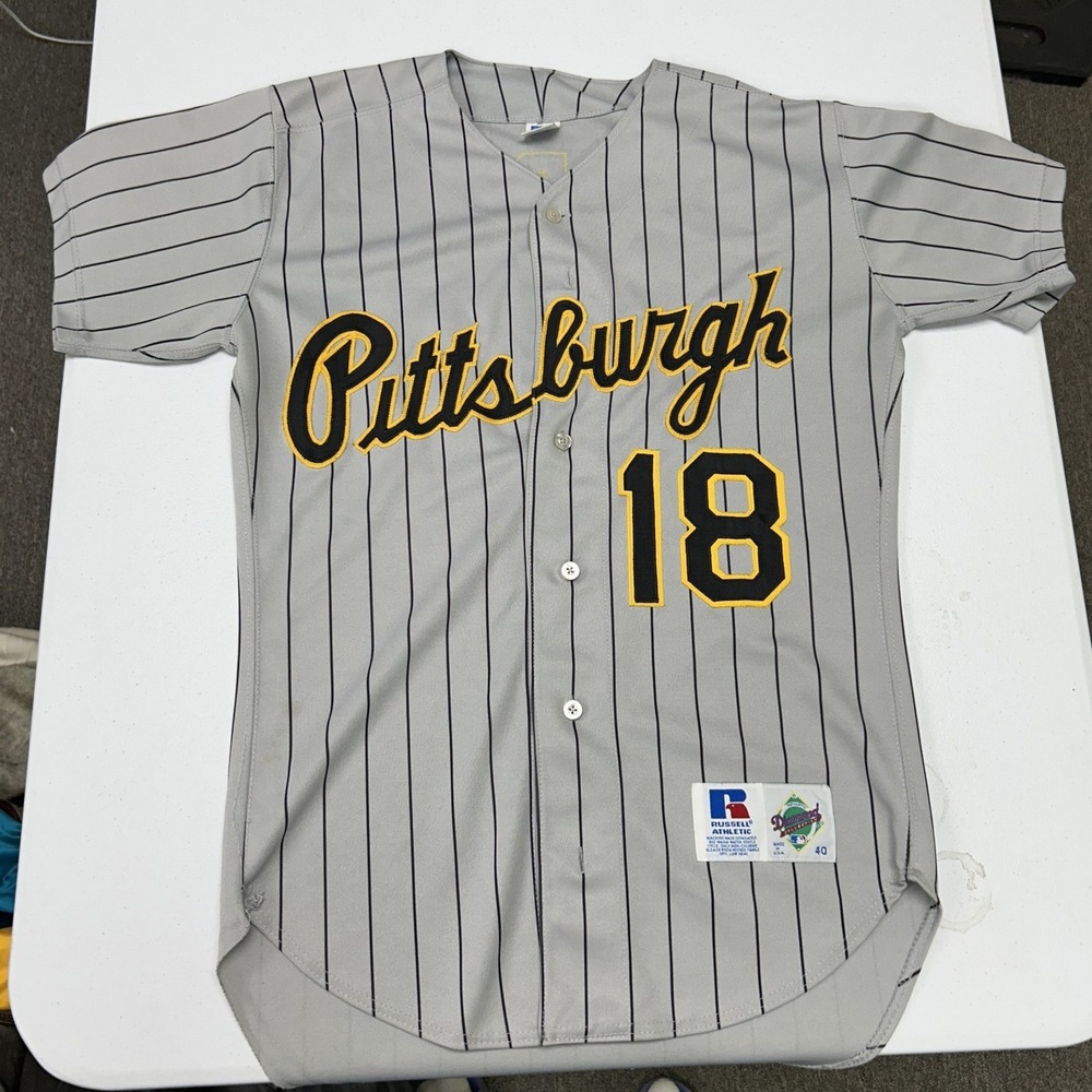 Russell Athletic Baseball Jersey Mens 40 Grey Pittsburgh Pirates Kendall 18